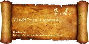 Vitáris Levente névjegykártya